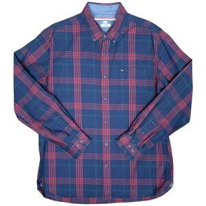 EUC Men's TOMMY HILFIGER Custom Fit Tartan Plaid Button-Down |‎ Size L